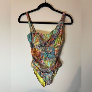 Bleu Rod Beattie Rufflicious One-Piece Multicolor Paisley Size 8 NEW